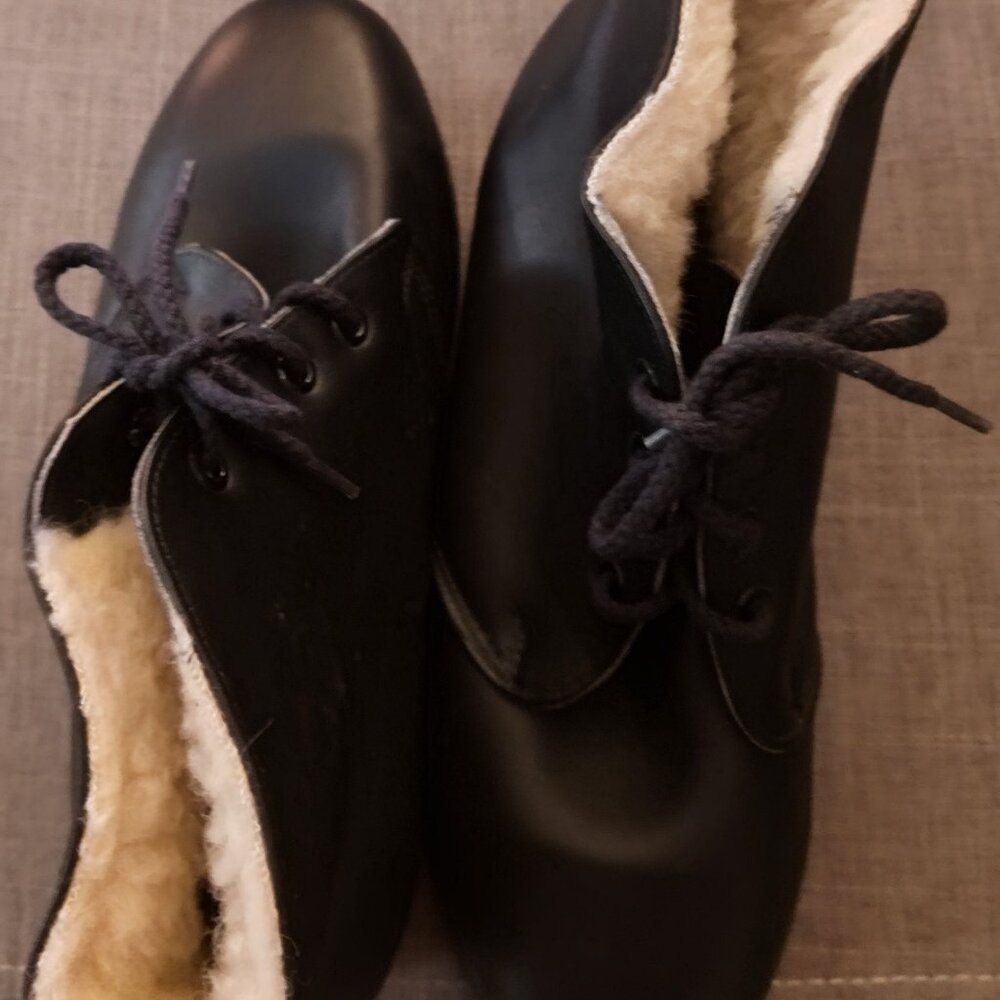 Bates Floaters, Chukka Boots, Black Leather, Wool Lined, Women's Size 9 1/2
